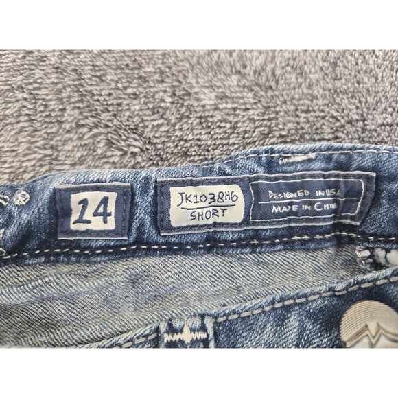 Miss Me Girls Denim Distressed Embroidered Jean Shorts Size 14 - Picture 6 of 11